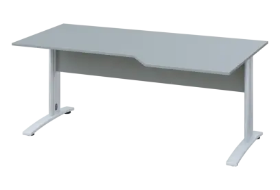 EZK 28 - 186 stůl kancelářský, rohový, pravý, kovová podnož bílá, deska 25 mm, široký 1800 mm, šedá